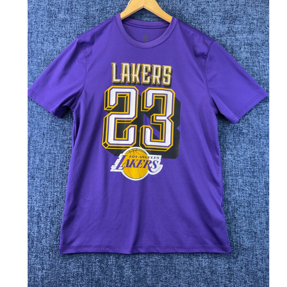 NBA Los Angeles Lakers T-Shirt Mens Medium Purple Polyester LeBron James 23 Fit